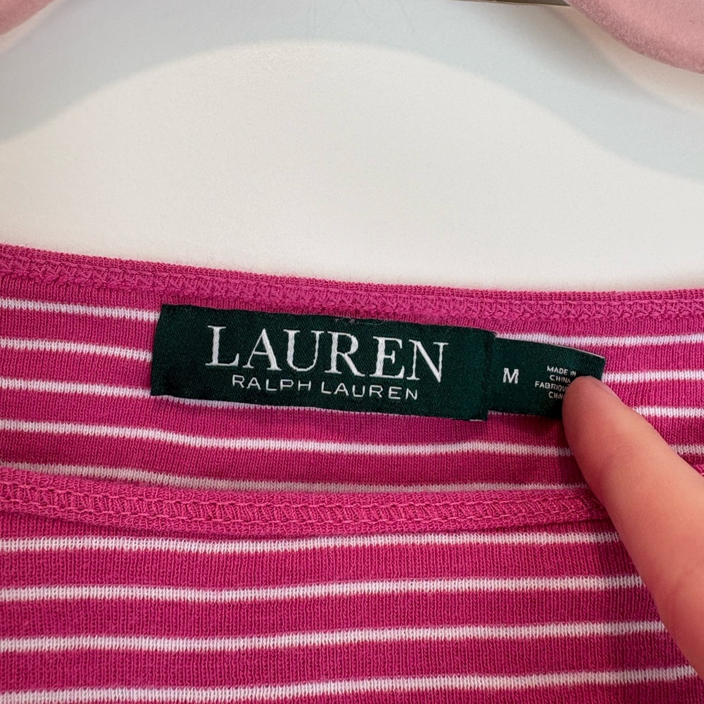 Lauren Ralph Lauren Pink Striped Tee View 4